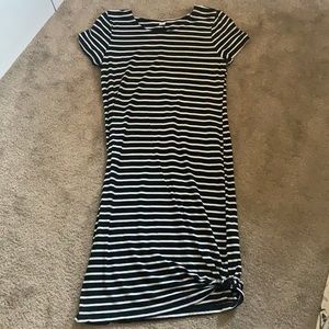 Old Navy Black White Striped Midi Dress Sz M